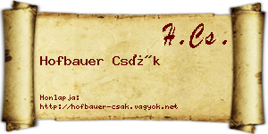 Hofbauer Csák névjegykártya